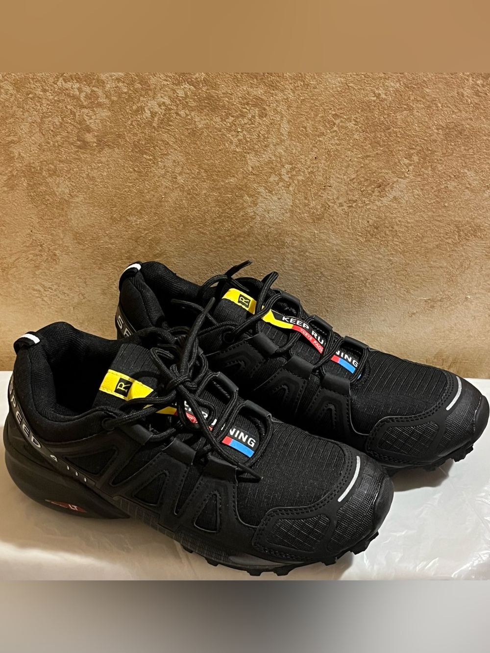 Men's Black Athletic Sneakers with Color Accent